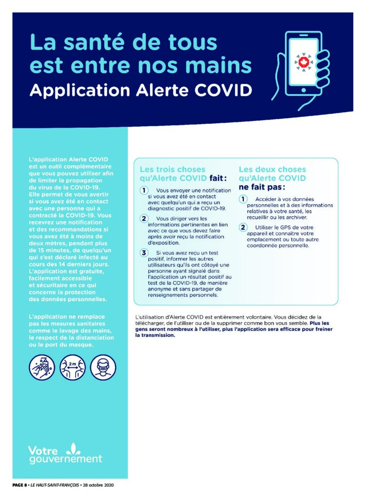 Application alerte covid - Journal Le Haut-Saint-François
