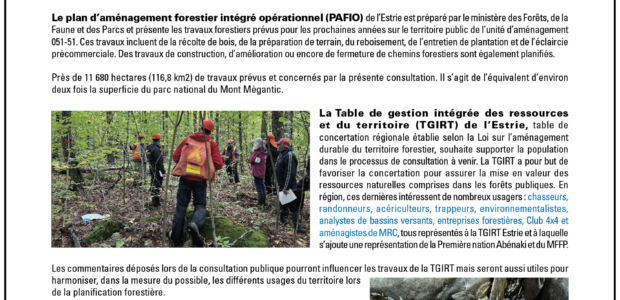 Forêt publiques de l'Estrie